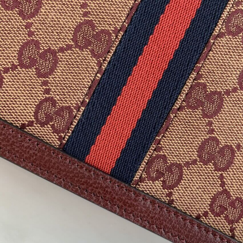 Replica Gucci Ophidia Small Top Handle Bag With Web 651055 Burgundy