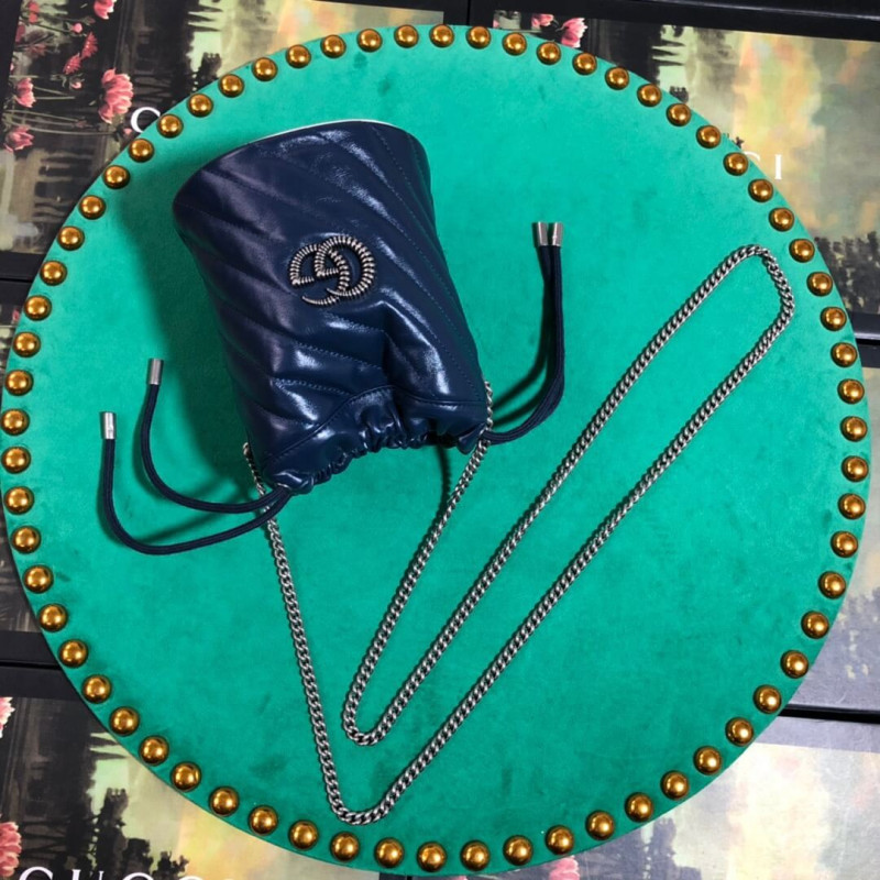 Replica Gucci Gg Marmont Mini Bucket Bag 575163 Blue