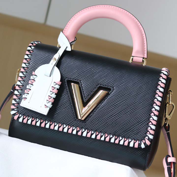 Replica Louis Vuitton Twist Mm Handbag Black/Pink/Brown