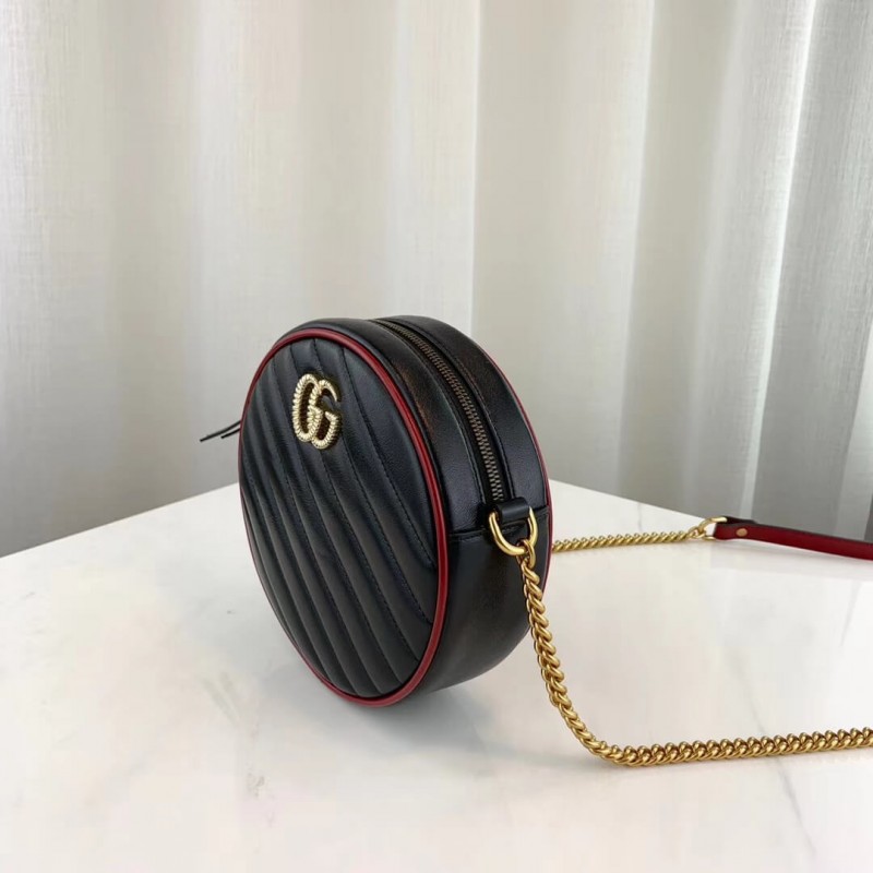 Replica Gucci Gg Marmont Mini Round Shoulder Bag 550154 Black