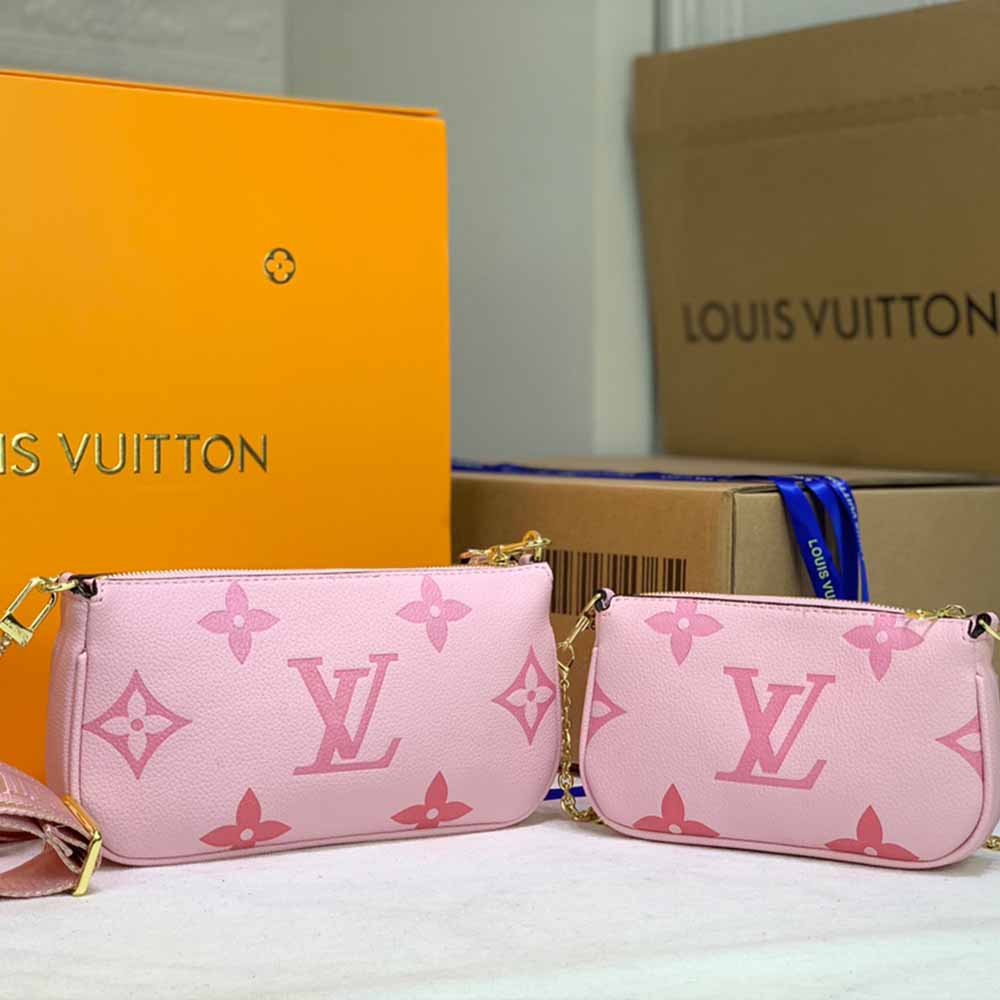 Replica Louis Vuitton Multi Pochette Accessoires-M44823 Pink/Blue/Beige