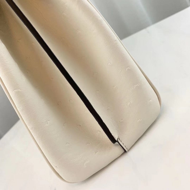 Replica Gucci Zumi Ostrich Leather Medium Top Handle Bag 564714 White