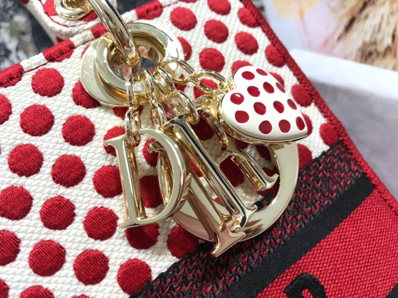 Replica Dior Aaa-Red Dots Medium Lady D-Lite Bag/Embroidered Logo