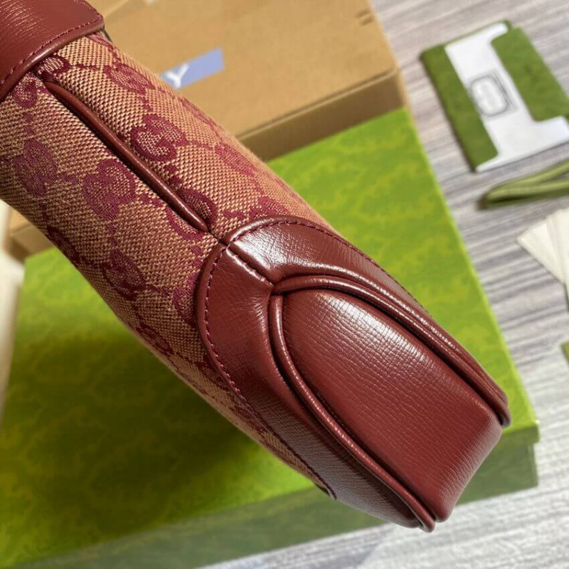 Replica Gucci Jackie 1961 Small Shoulder Bag 636706 In Burgundy Gg Canvas