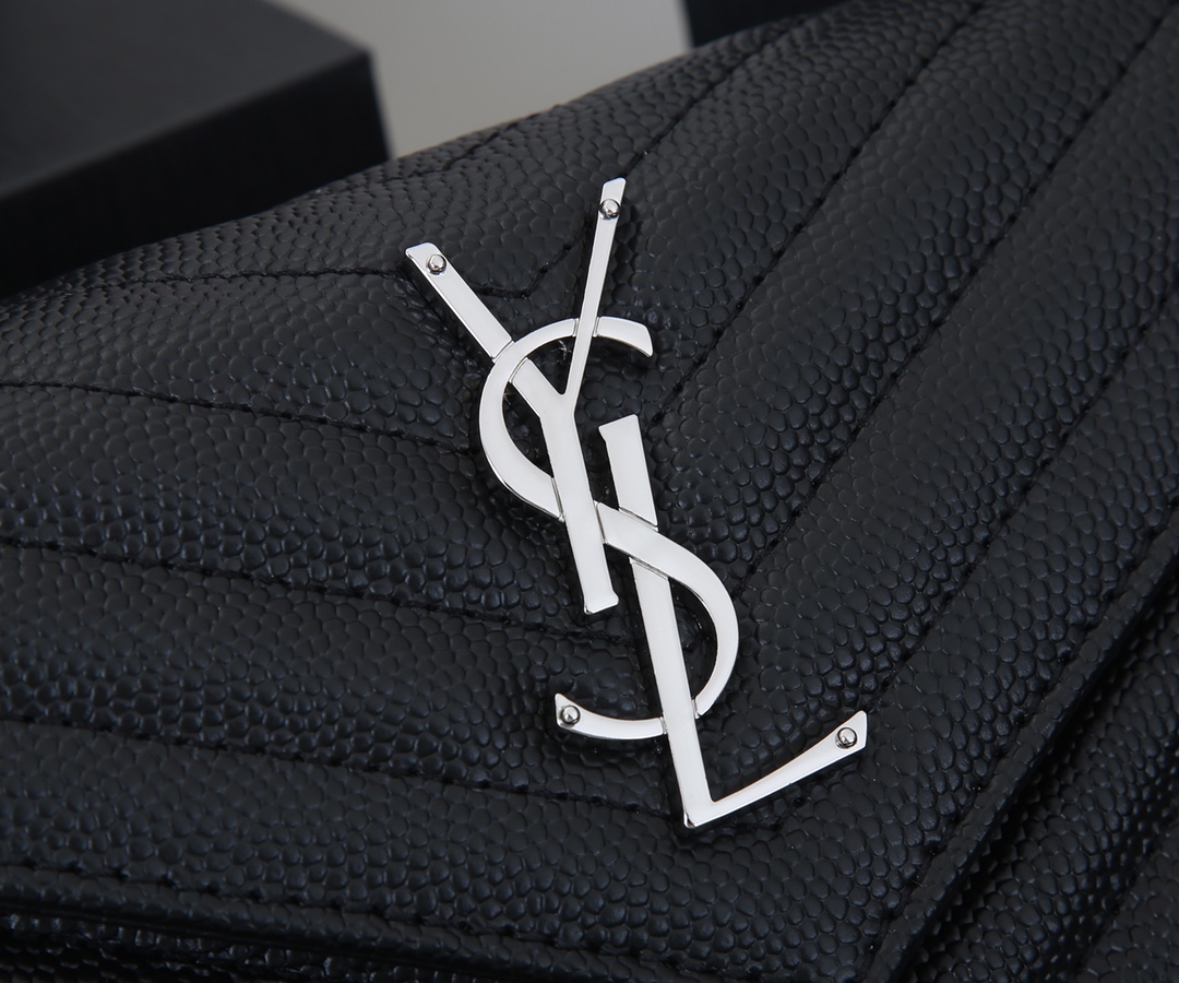 Replica Ysl Envelope Chain Wallet In Grain De Poudre Embossed Leather 1888