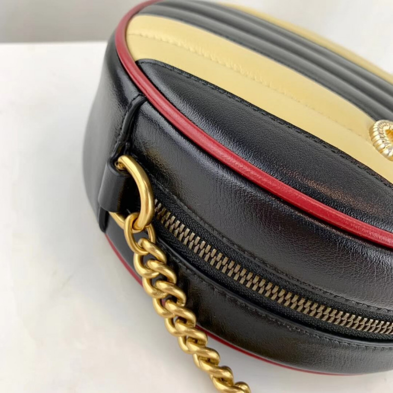 Replica Gucci Gg Marmont Mini Round Shoulder Bag 550154 Beige/Black
