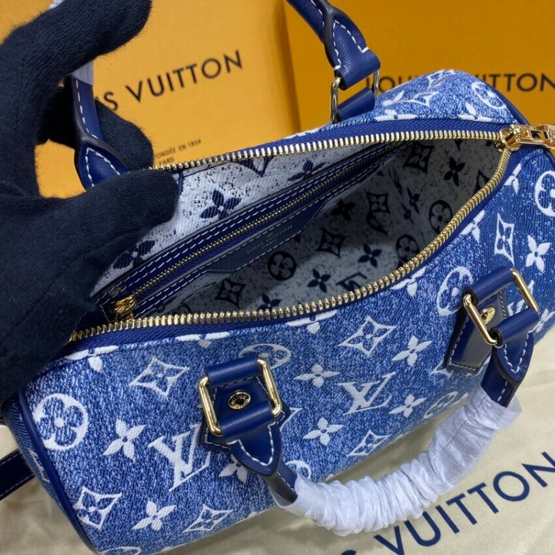 Replica Louis Vuitton Monogram Jacquard Denim Speedy Bandouliere 25 M59609