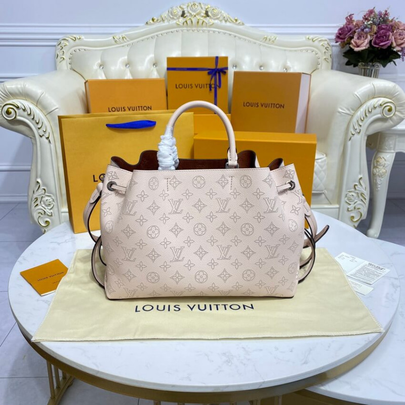 Replica Louis Vuitton Mahina Calf Leather Bella Tote M59203 Cream