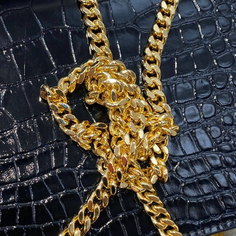 Replica Ysl Saint Laurent Kate Chain Wallet With Tassel In Crocodile Embossed Leather 452159