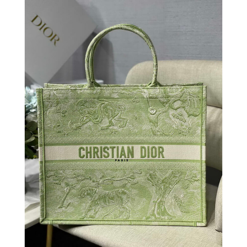Replica Dior Book Tote Lime Toile De Jouy Reverse Embroidery M1286