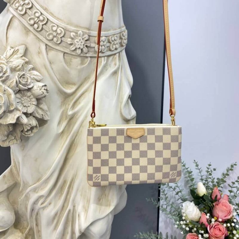Replica Louis Vuitton Damier Azur Double Zip Pochette N60460