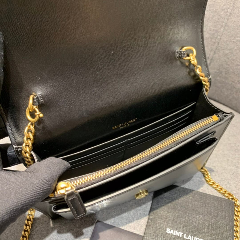 Replica Saint Laurent Sunset Chain Wallet In Smooth Leather 533026
