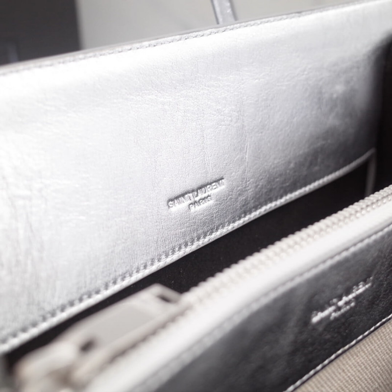 Replica Saint Laurent Sac De Jour Souple Baby In Crumpled Silver Calf Leather 477477