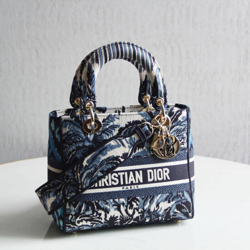 Replica Dior Medium Blue Alms Embroidery Lady D-Lite Bag M0565
