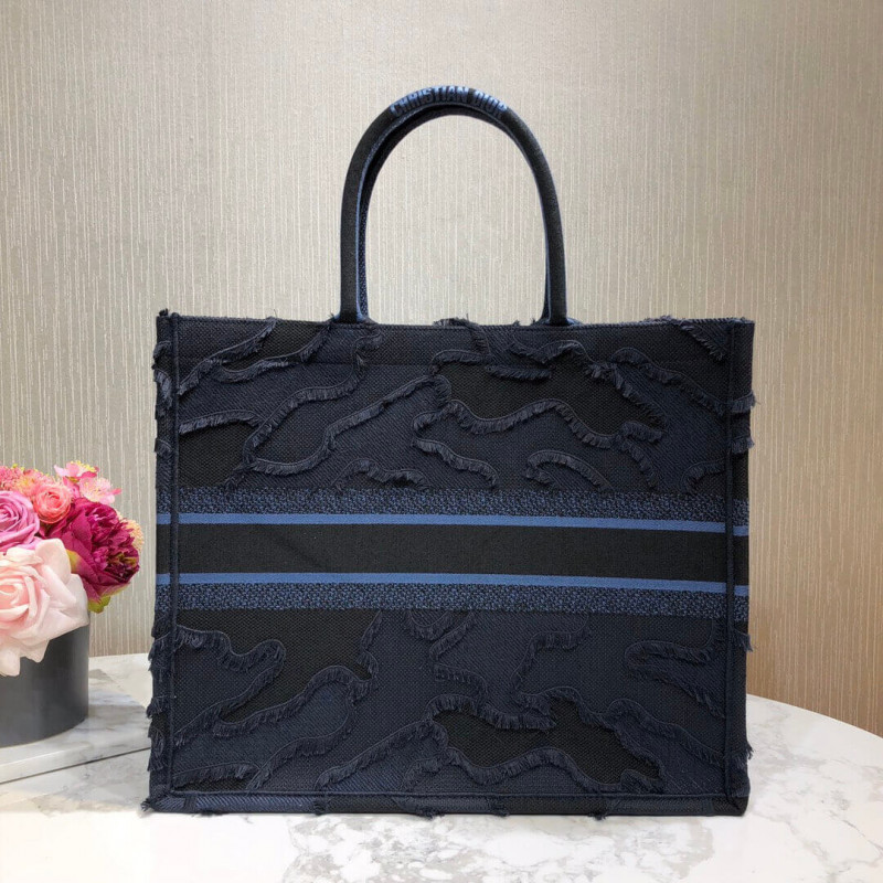 Replica Christian Dior Book Tote Blue Camouflage Embroidery M1286