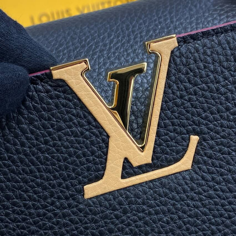 Replica Louis Vuitton Capucines Mm M58608 Black/Arizona Beige