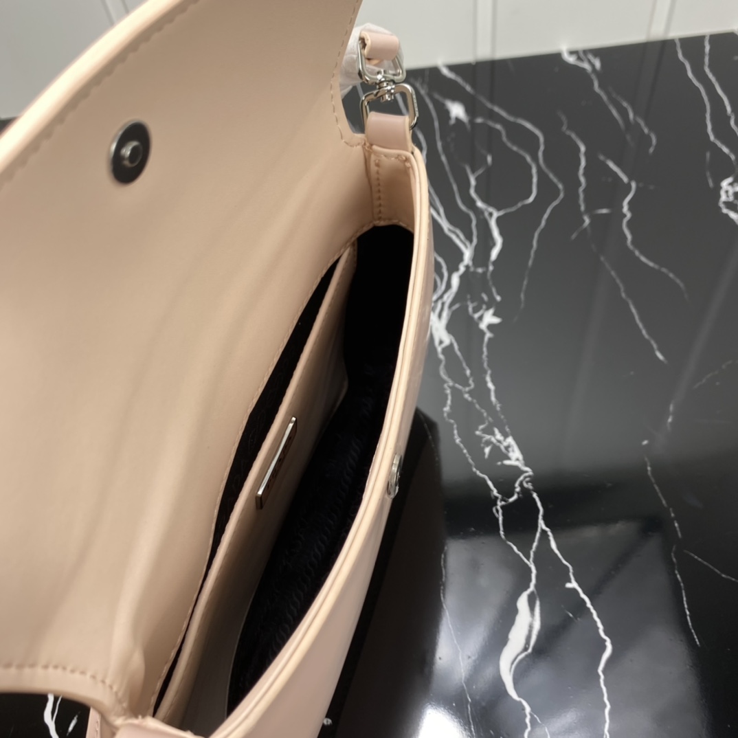 Replica Prada Cleo Brushed Leather Shoulder Bag With Flap 1Bd311 Pink/White