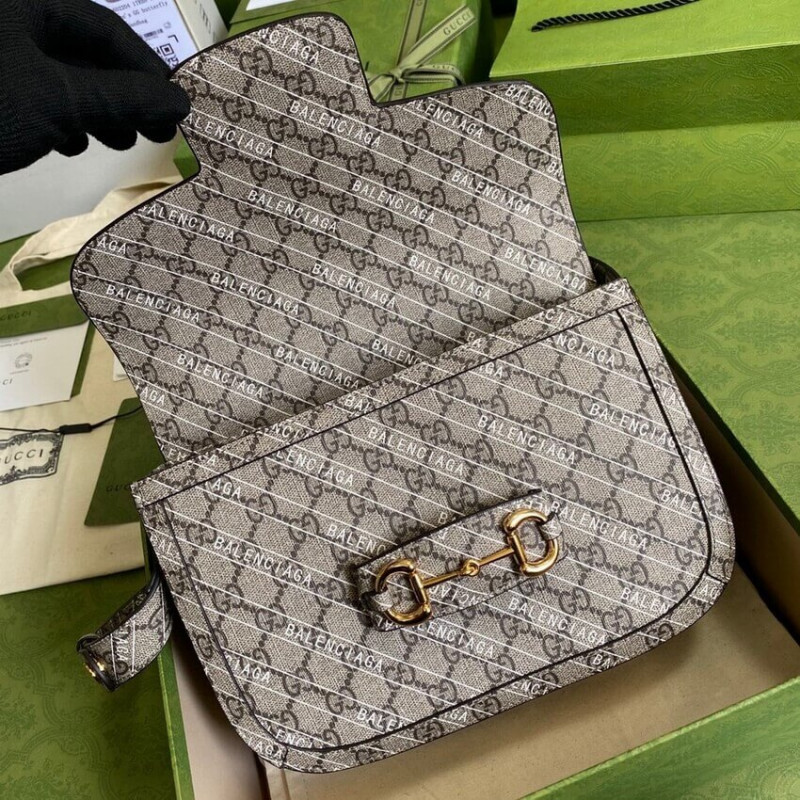 Replica Gucci X Balenciaga Horsebit 1955 Shoulder Bag 602204