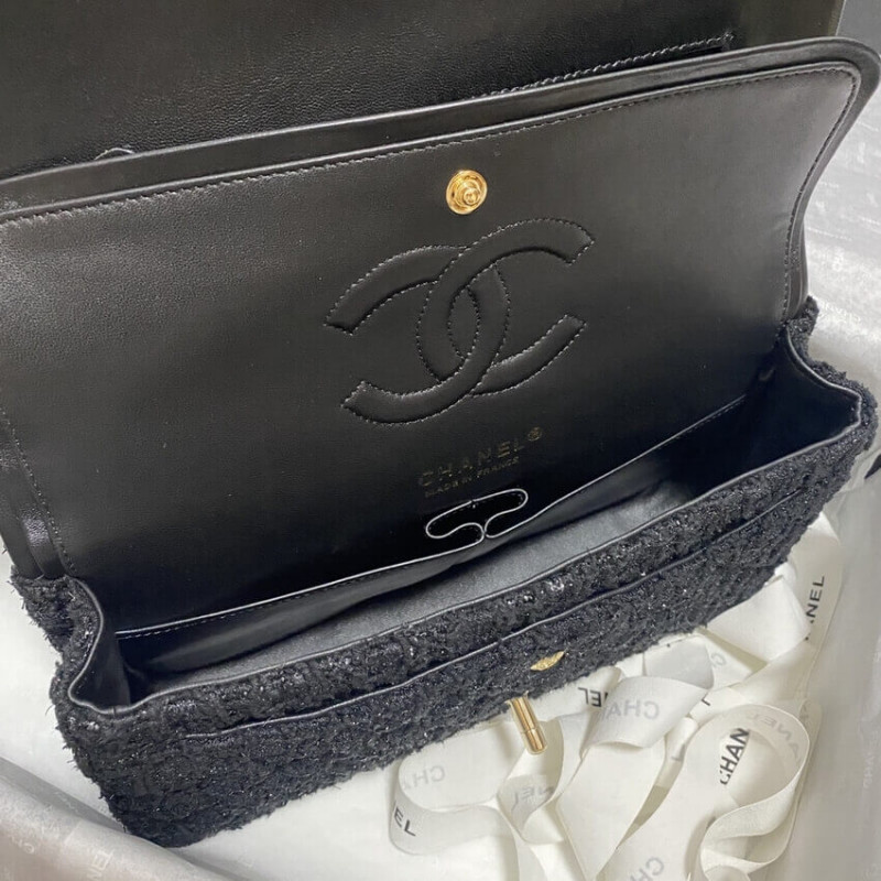 Replica Chanel Classic Flap Bag In Black Tweed 1112
