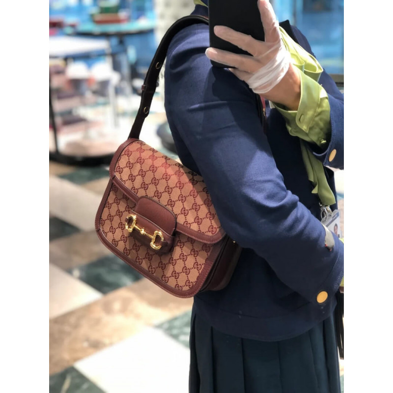 Replica Gucci Horsebit 1955 Small Bag 602204 In Burgundy Gg Canvas