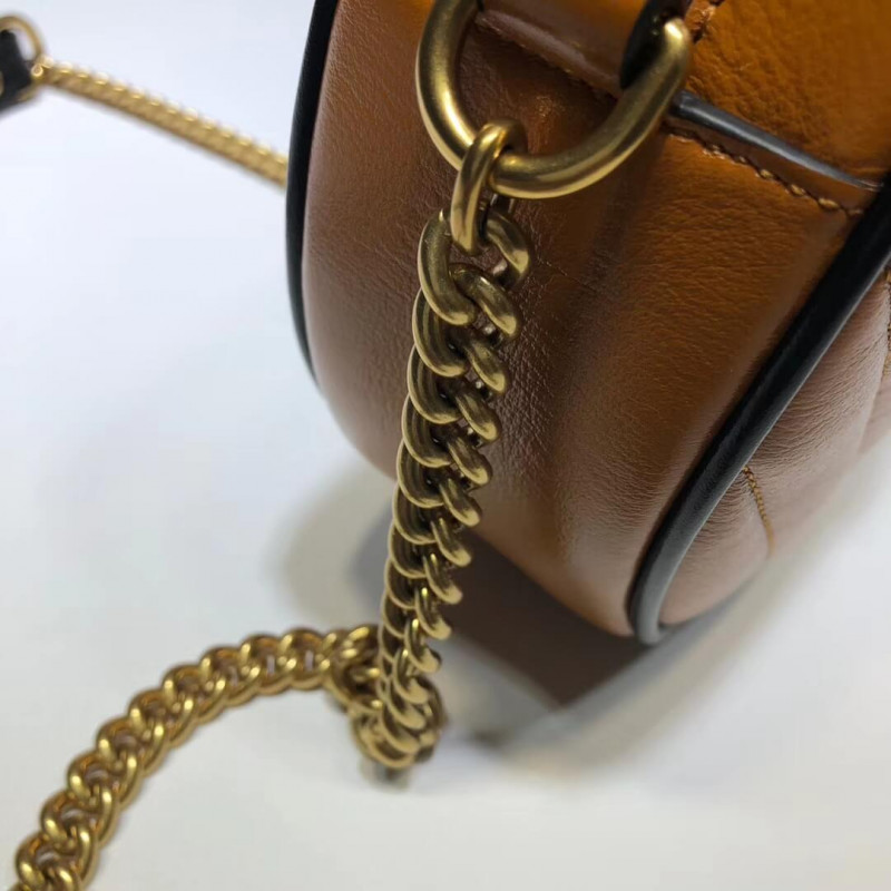 Replica Gucci Gg Marmont Mini Round Shoulder Bag 550154 Cognac