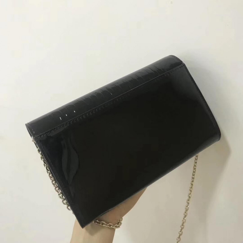 Replica Christian Dior Black 30 Montaigne Patent Calfskin Wallet On Chain S2059