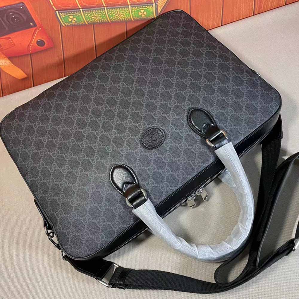 Replica Gucci Business Case With Interlocking G Black/Grey 674140