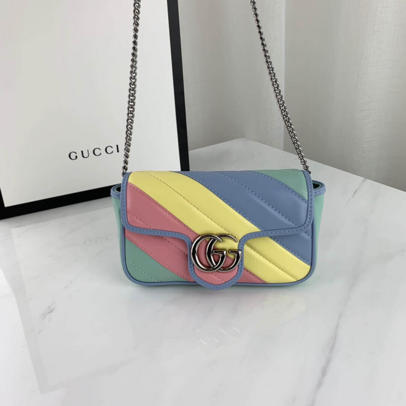 Replica Gucci Gg Marmont Super Mini Bag In Pastel And Rainbow 476433