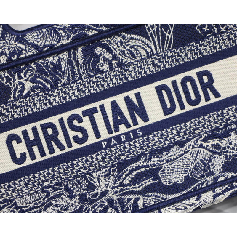 Replica Dior Mini Book Tote Blue Toile De Jouy Reverse Embroidery M1271