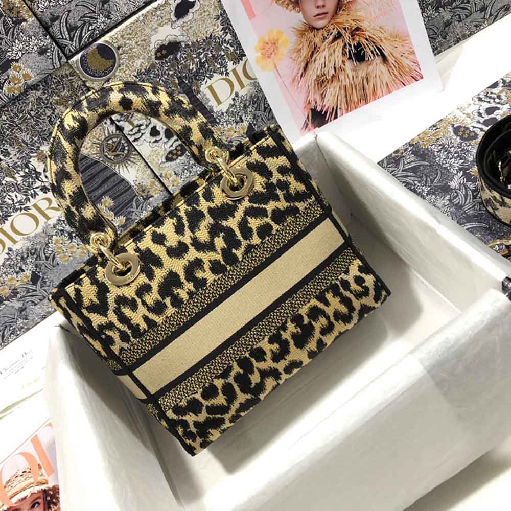 Replica Dior Aaa-Leopard Medium Lady D-Lite Bag M0566/Embroidery