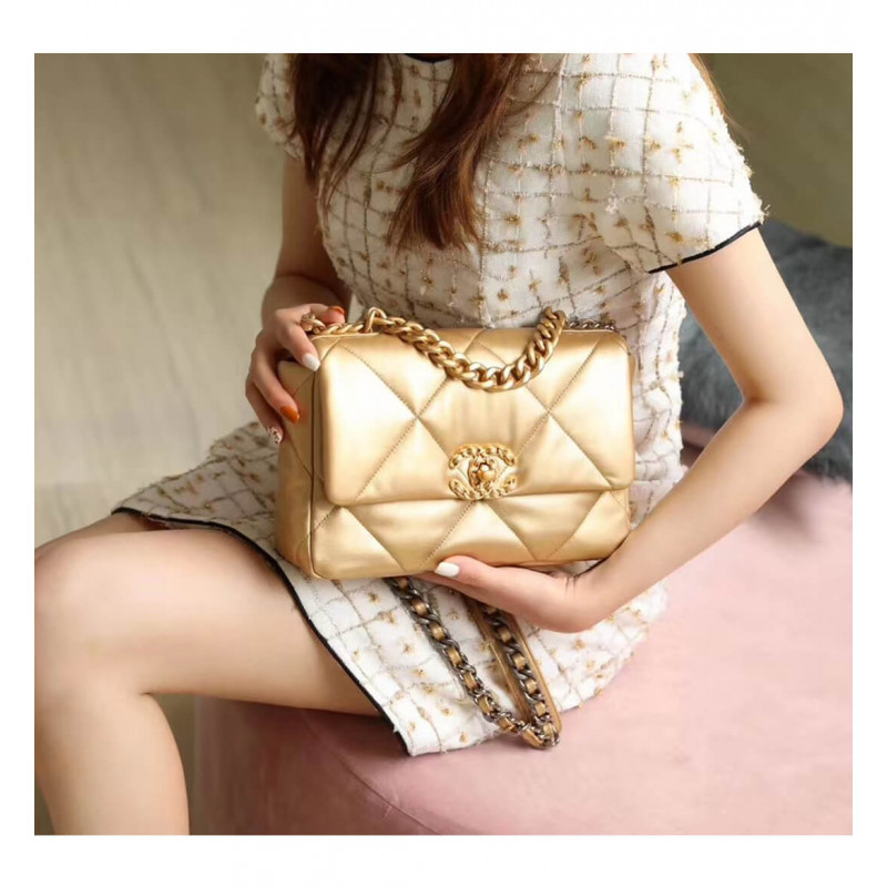 Replica Chanel 19 Flap Bag As1160 Gold