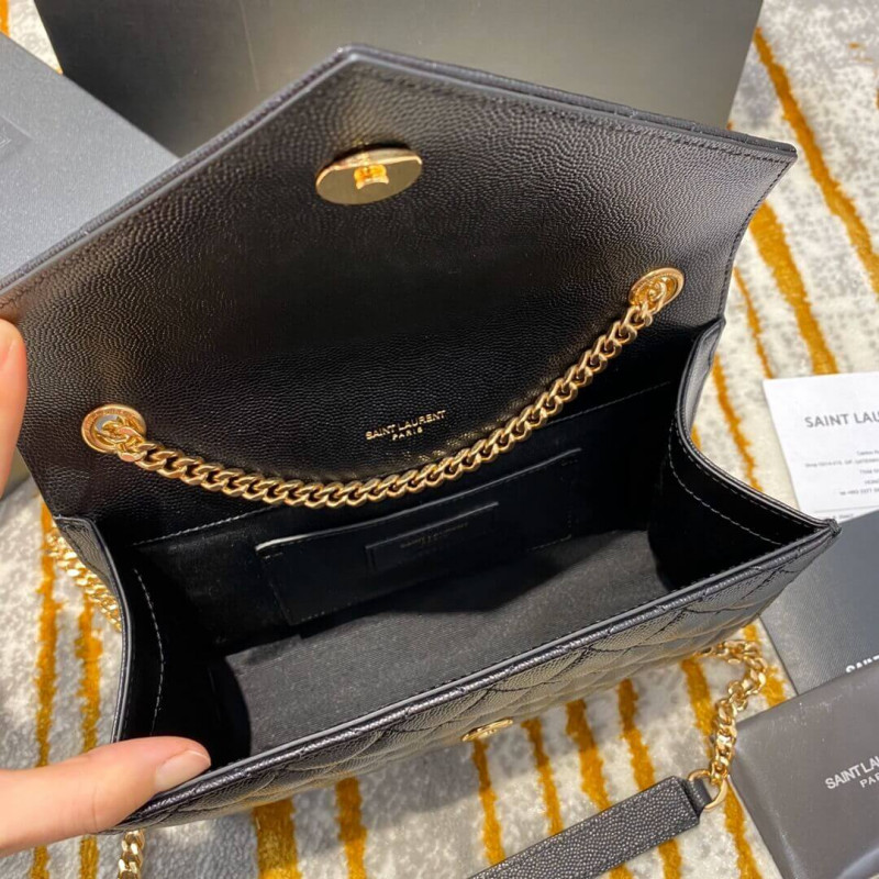 Replica Saint Laurent Grain Leather Envelope Small Bag 526286 Black