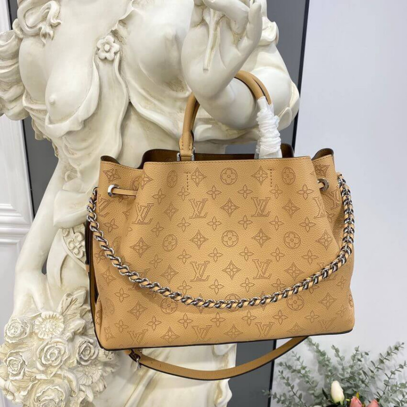 Replica Louis Vuitton Mahina Calf Leather Bella Tote M59655 Arizona Brown