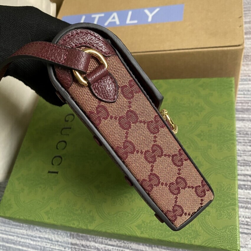 Replica Gucci Horsebit 1955 Mini Bag 625615 In Burgundy Gg Canvas