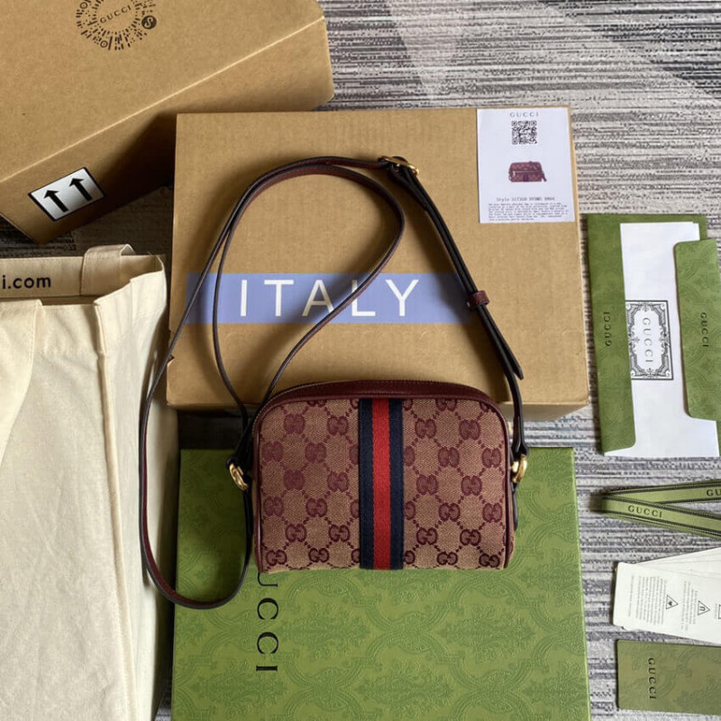 Replica Gucci Ophidia Mini Bag With Web 517350 Burgundy
