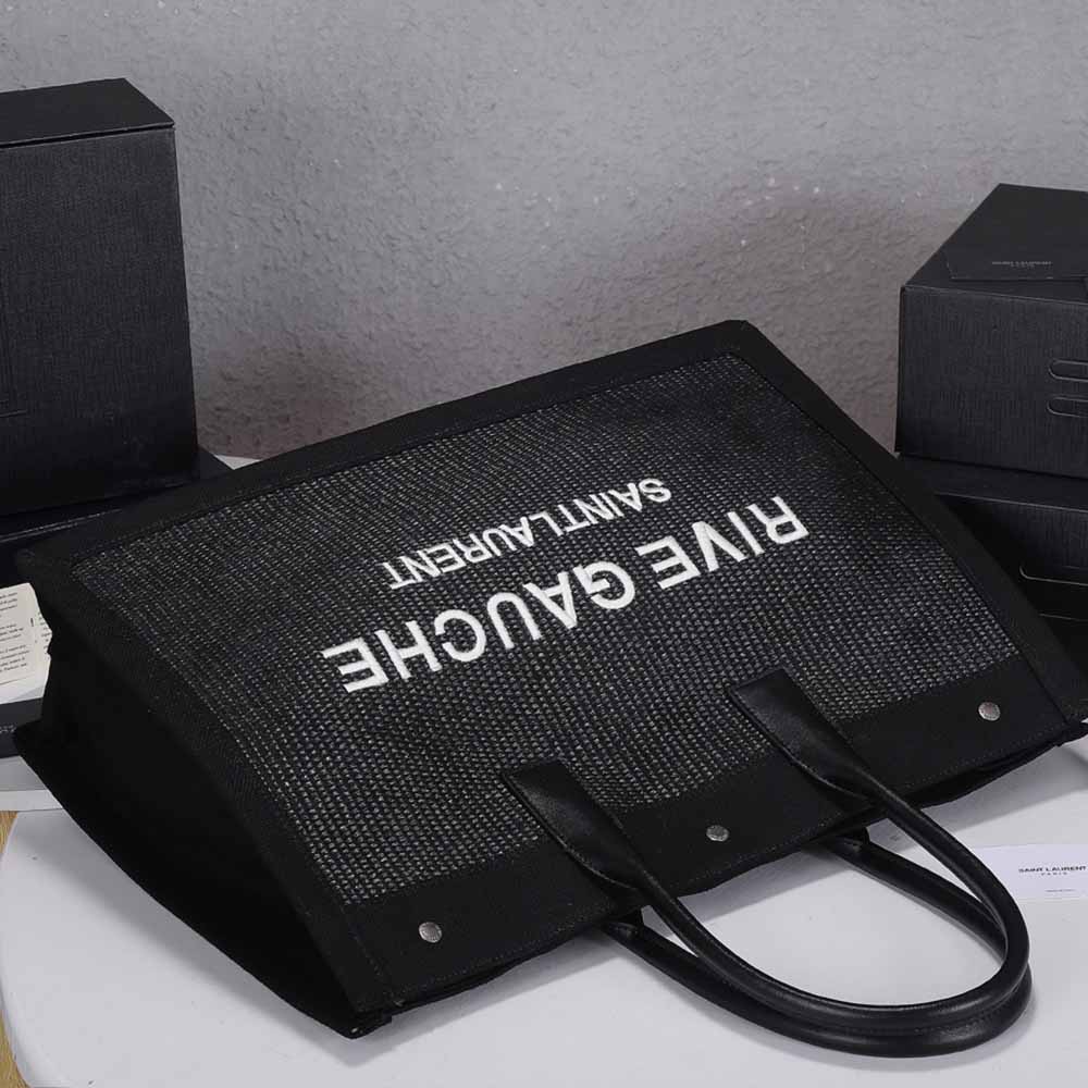 Replica Ysl Rive Gauche Tote Bag In Linen And Leather 4992