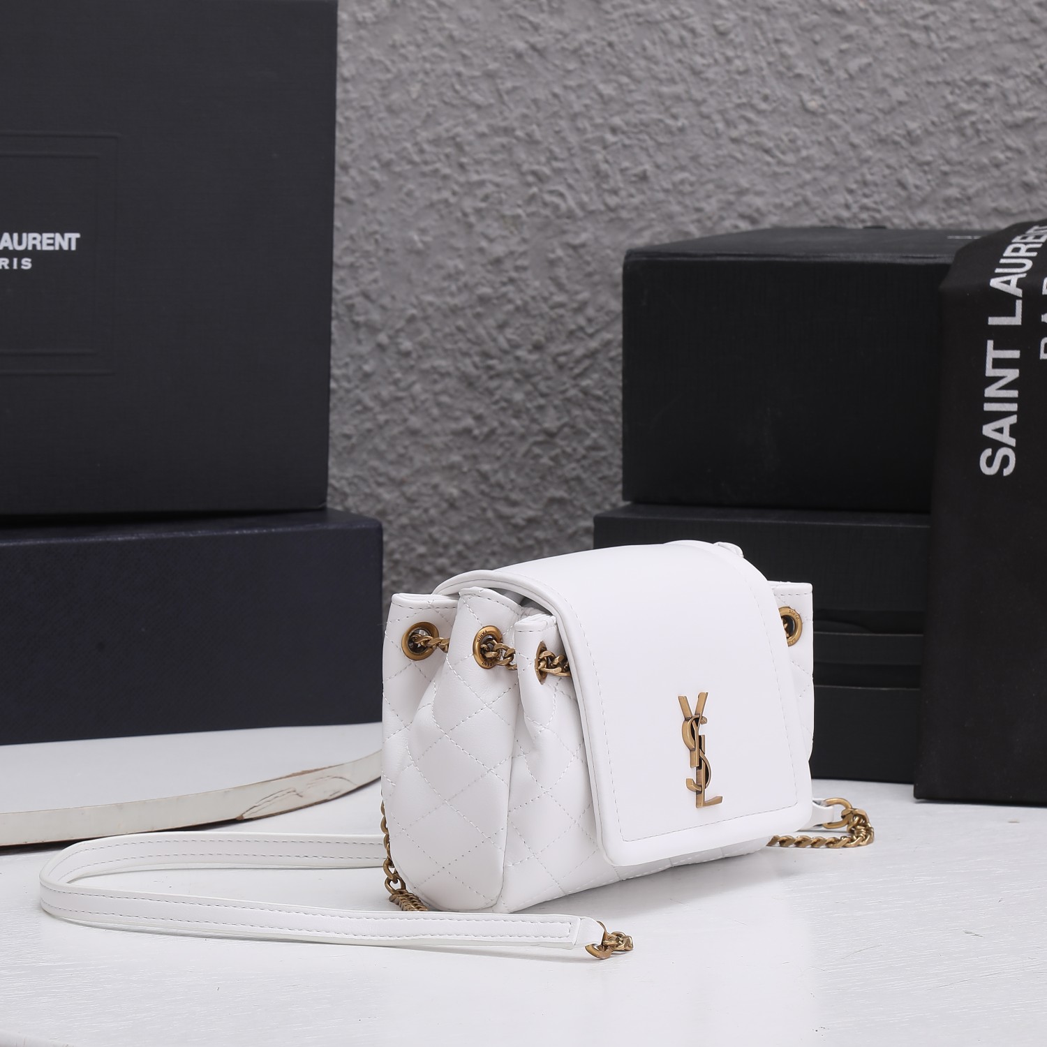 Replica Ysl Mini Nolita Bag In Lambskin- Black/White