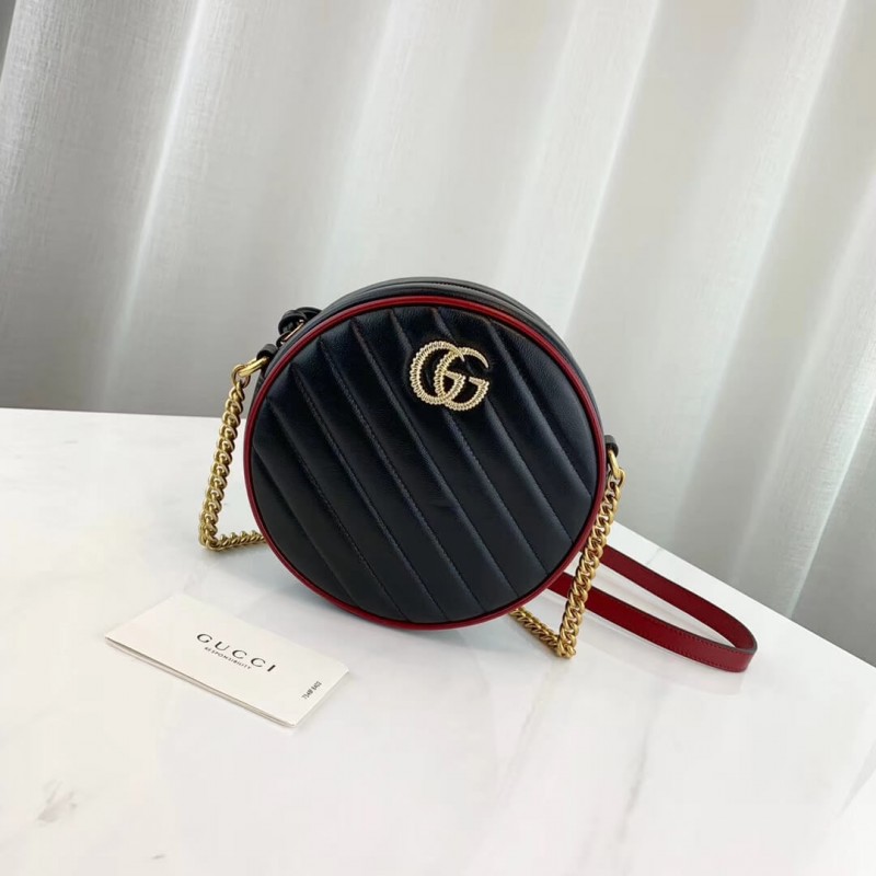 Replica Gucci Gg Marmont Mini Round Shoulder Bag 550154 Black