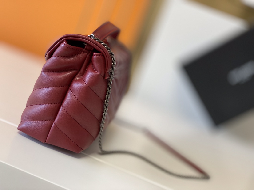 Replica Ysl Loulou Small Bag In Matelasse  Y  Leather- Black/Beige/Red