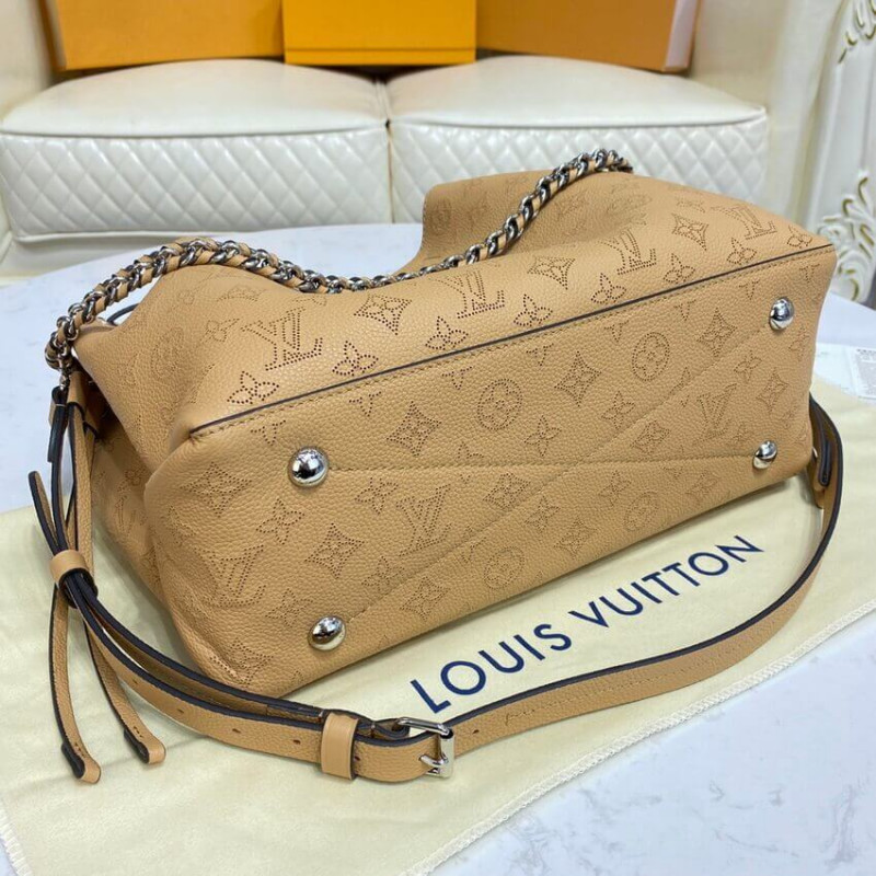 Replica Louis Vuitton Mahina Calf Leather Bella Tote M59655 Arizona Brown