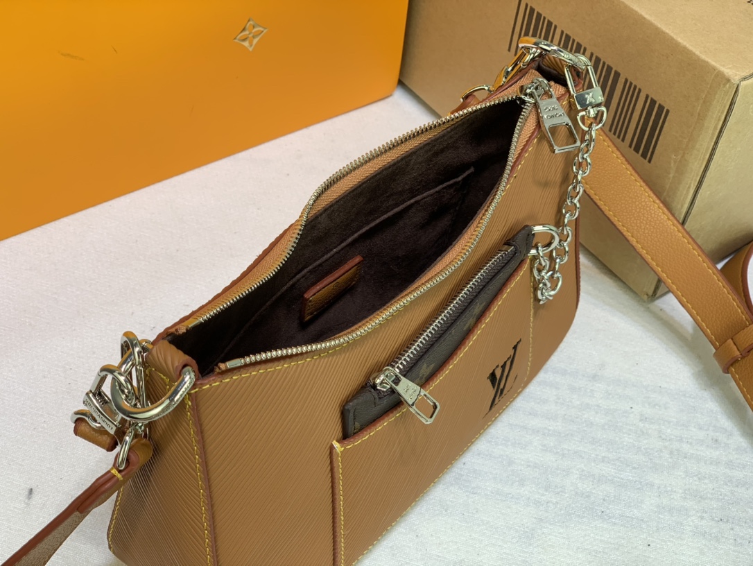 Replica Louis Vuitton Marelle Handbag Black/White/Brown