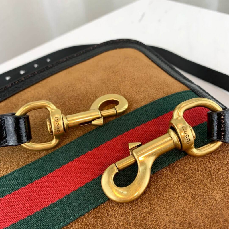 Replica Gucci Ophidia Web Suede Saddle Bag 523658