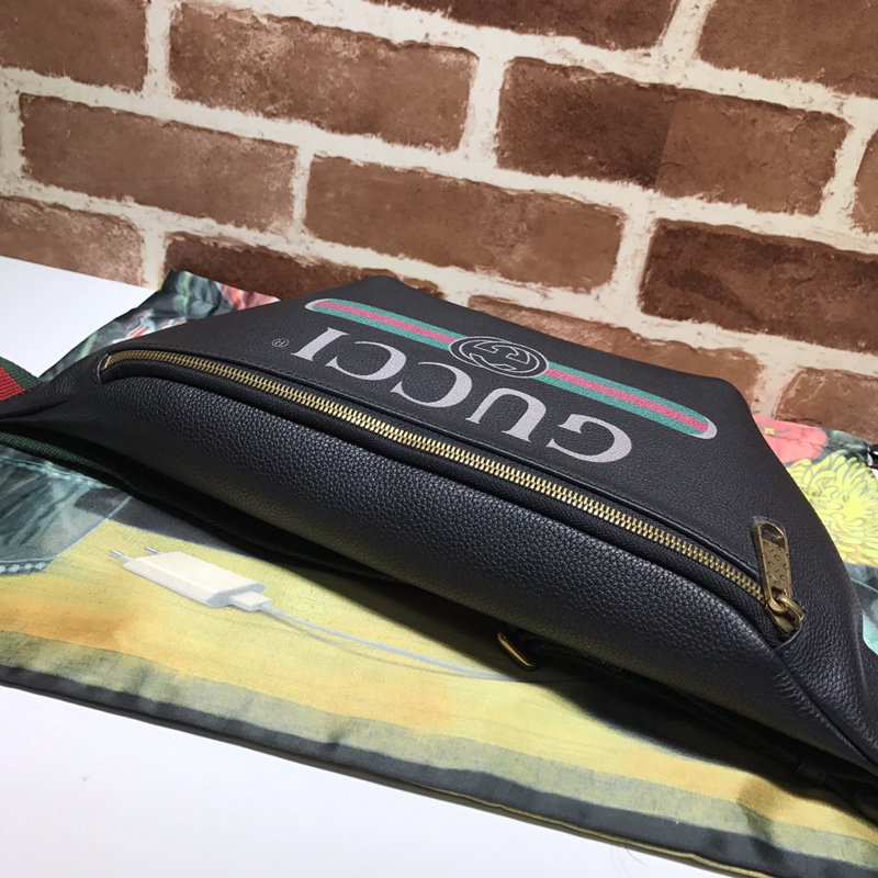 Replica Gucci Leather Belt Bag 493869 Black/White