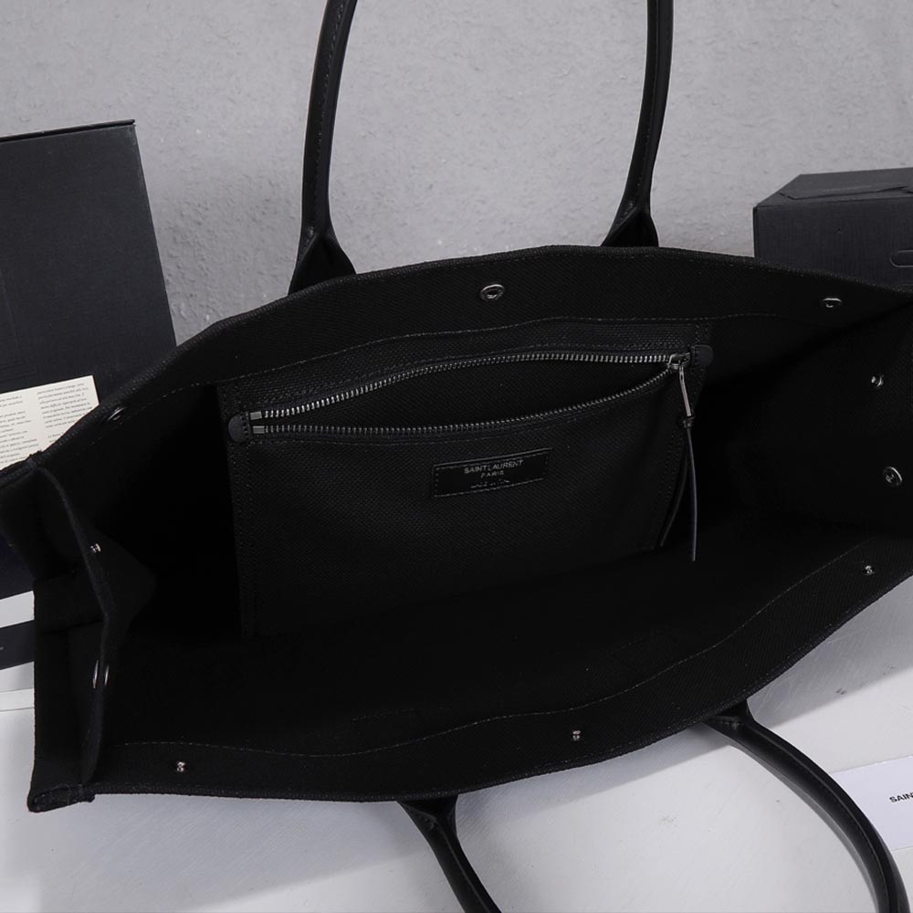Replica Ysl Rive Gauche Tote Bag In Linen And Leather 4992