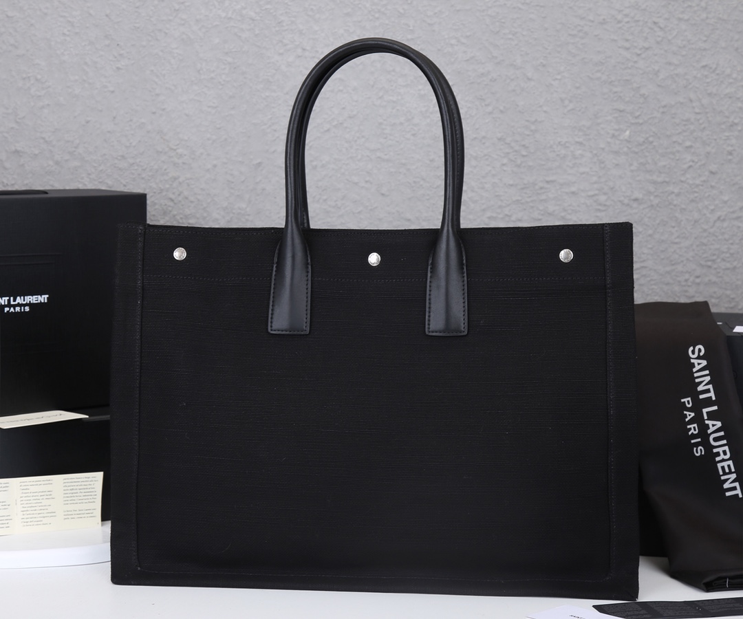Replica Ysl Rive Gauche Tote Bag In Linen And Leather