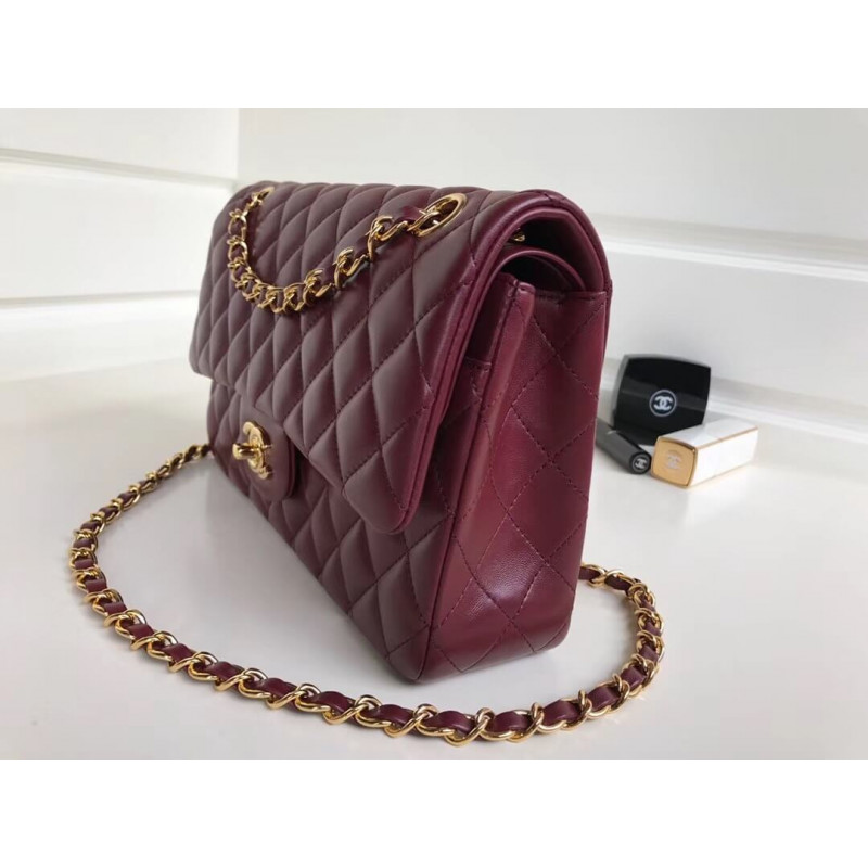 Replica Chanel 1112 Burgundy Medium Size 2.55 Lambskin Leather Flap Bag