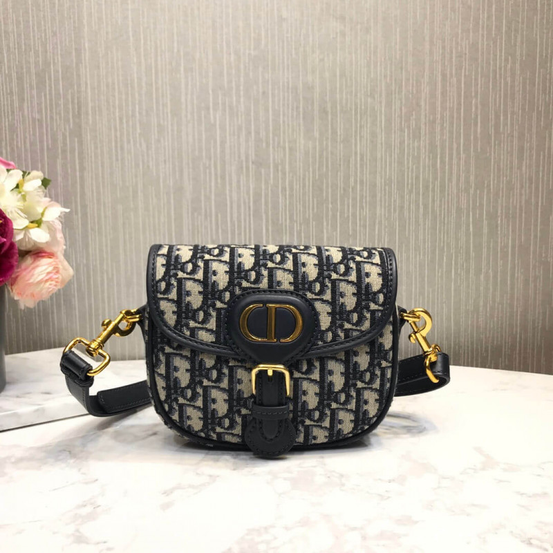 Replica Christian Dior Small Dior Bobby Bag In Blue Dior Oblique Jacquard M9317
