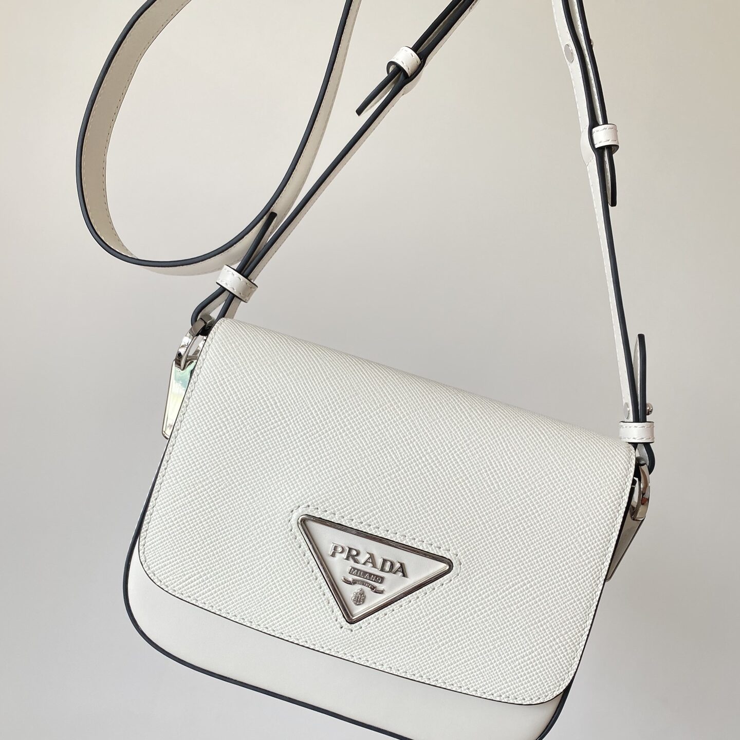 Replica Prada Saffiano Leather Identity Shoulder Bag
