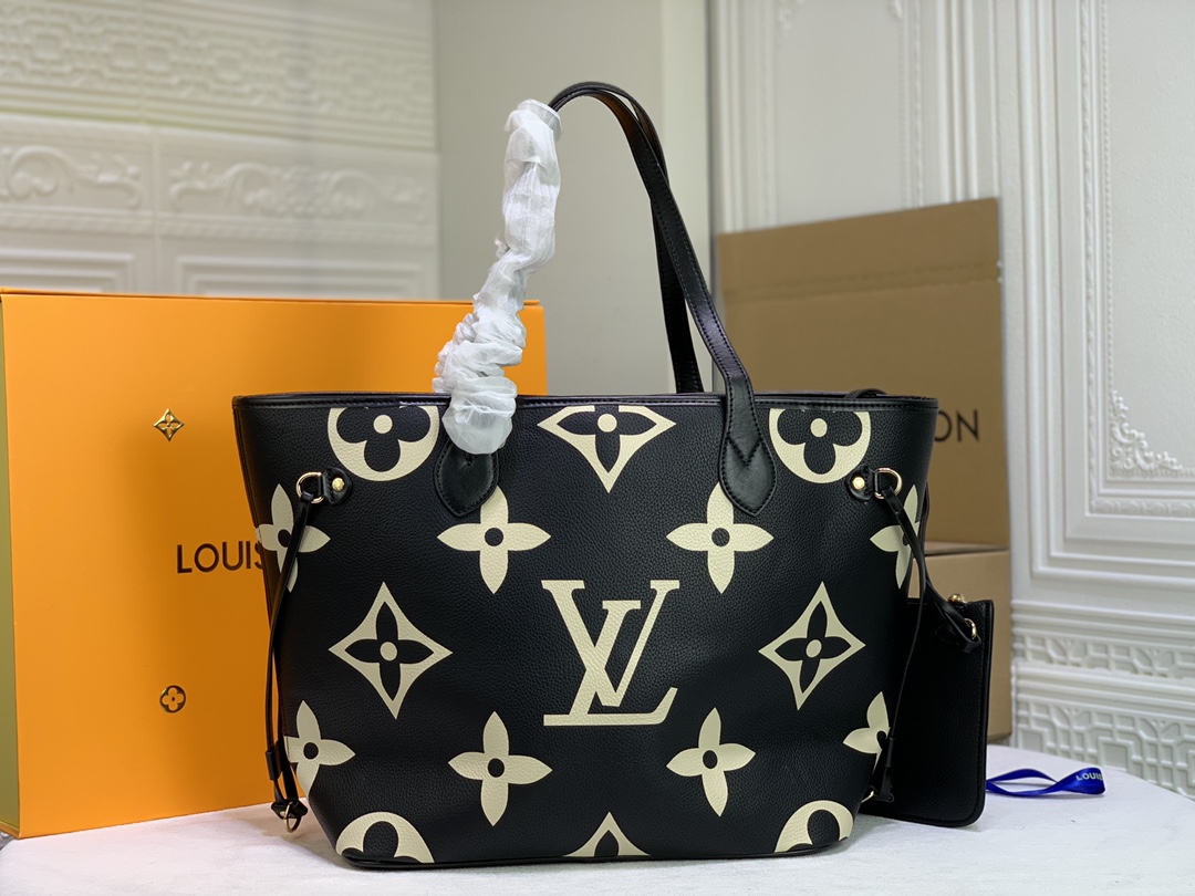 Replica Louis Vuitton Neverfull M45679 Mm Tote Bag White/Black