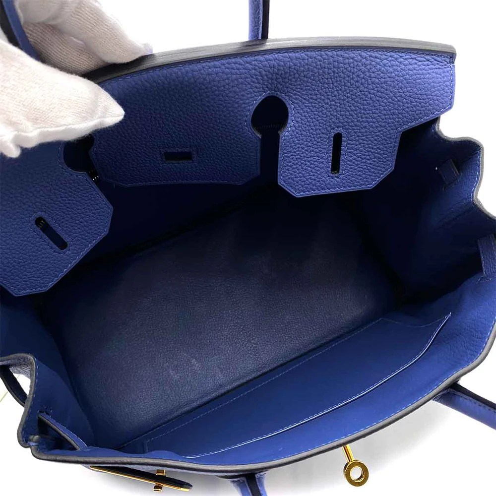 Hermes Birkin 30 Togo Blue Electric D Engraved Handbag